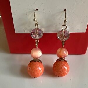 Handcrafted Orange Bead Drop Earrings - Women Jewelry